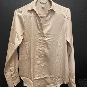 H&M, Size XS, Tan Silk button down.